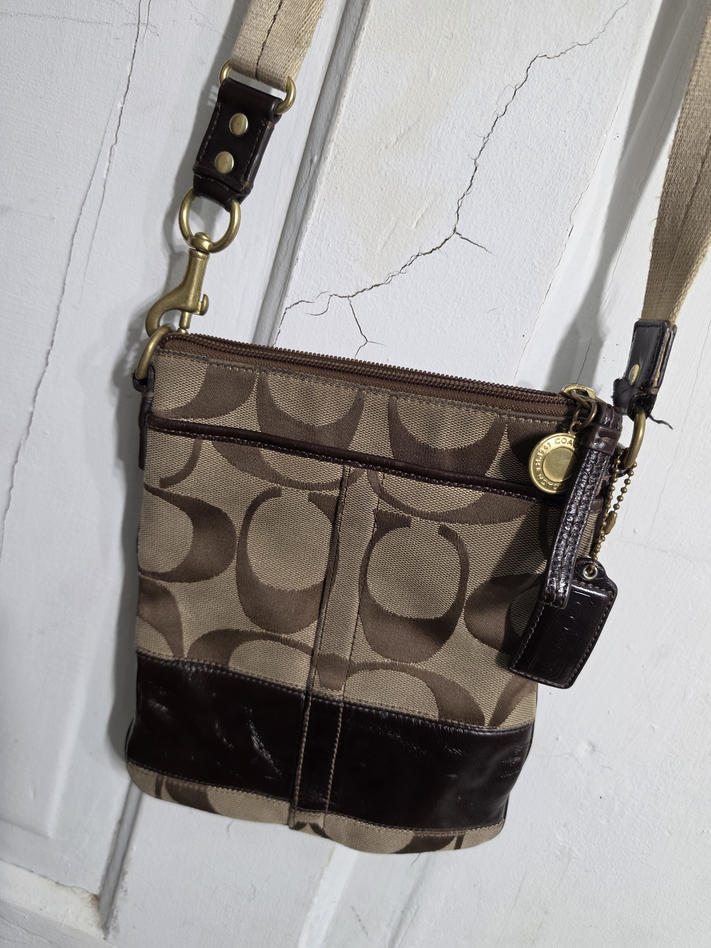 Coach Signature Canvas Crossbody Bag in Brown